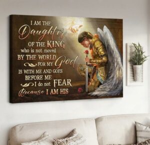 Woman Warrior Angel Wings Jesus I Am The Daughter Of The King Canvas Wall Art