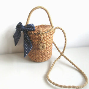 Small Cylinder Corn Fur Woven Bag