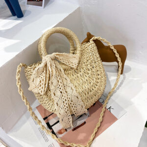 Alternative view of Fashion Western Lace Bow Straw Bag