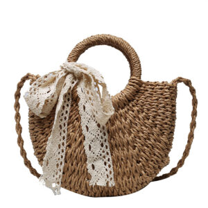 Fashion Western Lace Bow Straw Bag