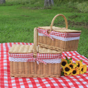 Alternative view of Outdoor Picnic Basket Wicker Hand Basket With Cover