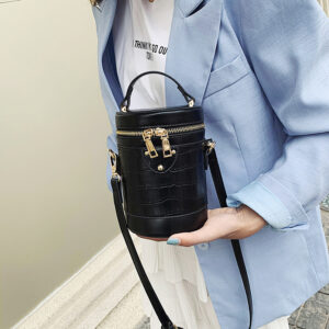 Alternative view of Single-Shoulder Cross-Body Bag Web Celebrity Versatile Cylindrical Hand Bag