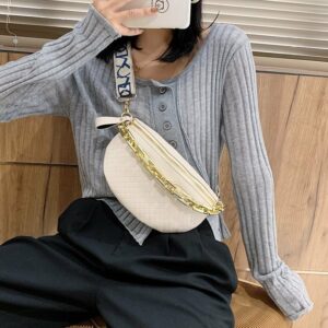 Thick Chain Crossbody Bag Lattice Chest Bag