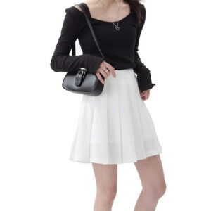 Alternative view of Retro Versatile One shoulder Portable Leather Buckle SmallBlack Bag Underarm Staff