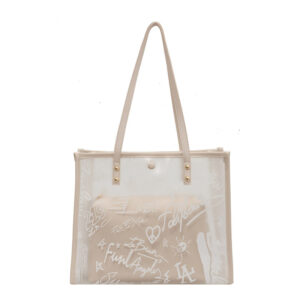 Alternative view of Net Red Bag Female Spring And Summer New Korean Fashion Graffiti Large-Capacity Picture Tote Bag Transparent Shoulder Bag