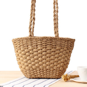 Alternative view of Hand-Woven Straw Bag Wild Dual-Use One-Shoulder Hand-Woven Bag Vacation Beach Bag