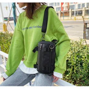 Alternative view of New Style Nylon With Pu Leather Korean Bucket Shape Shoulder Messenger Bag