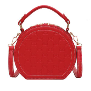 Alternative view of Printed Pu Solid Color Bag New Small Round Bag Horseshoe Bag Shoulder Messenger Female Bag Western Style Small Bag