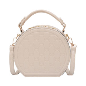 Printed Pu Solid Color Bag New Small Round Bag Horseshoe Bag Shoulder Messenger Female Bag Western Style Small Bag