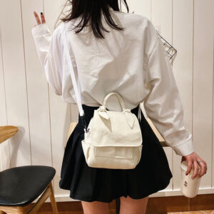 Simple And Versatile Solid Color Girl Canvas Shoulder Bag