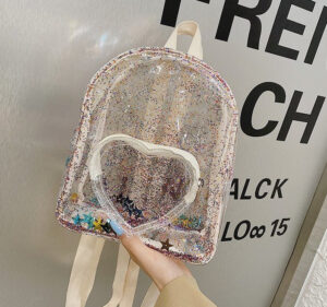 Alternative view of Kidsx Small Backpack Travel Bag Transparent PVC Backpack Girls Glitter Stars Shoulder School Bags Travel Bagpack