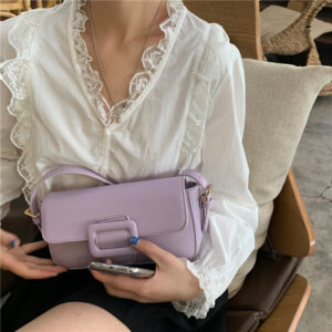 Alternative view of Solid Color Underarm Bag Retro One-shoulder Baguette