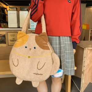 Curly Kitten Cute One-shoulder Large Bag Large Capacity Underarm Bag