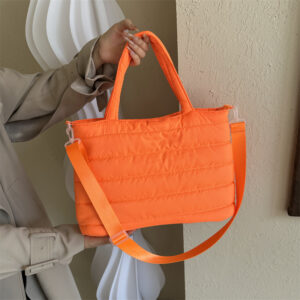 Alternative view of Cotton Jacket Large Capacity Plaid Embroidery Thread Shoulder Crossbody Handbag