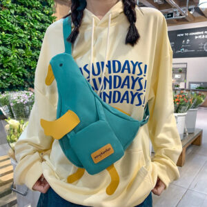 Alternative view of Cute Duck Canvas Bag Girls Messenger Shoulder Bag Funny Cartoon Chest Bags For Women