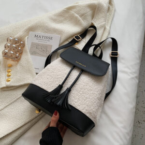 Alternative view of Winter Plush Women's Backpack Casual Fashion Tassels
