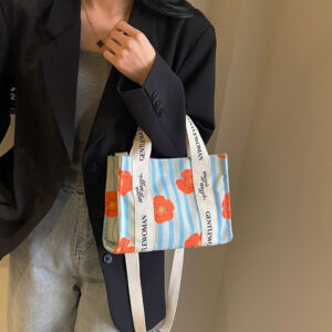 Letter Printed Canvas Bag Large Capacity Crossbody Ladies