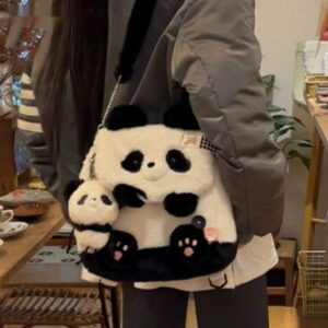Alternative view of Panda Holding Bamboo Flap Bag Cute Plush Doll Single Shoulder