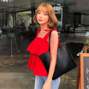 Solid color fringed handbag shoulder bag