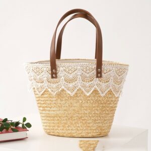 Straw Small Bucket Bag Portable Crossbody