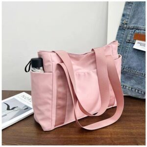 Alternative view of New Japanese Style Solid Color Tote Bag Shoulder Bag Casual Simple Canvas Handbag