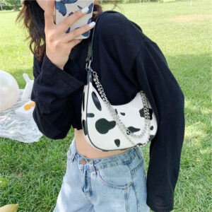 Alternative view of New trendy casual cow pattern chain shoulder bag