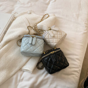 Lingge Chain Bucket Bag Women Fashion Messenger Bag High Sense Shoulder Bag