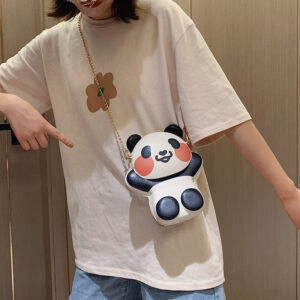 Alternative view of Cartoon chain panda shoulder bag