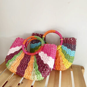 Alternative view of Color Contrast Moon Woven Straw Bag