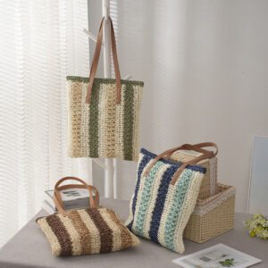 Woven Stripe Straw Bag Is Fashionable And Simple