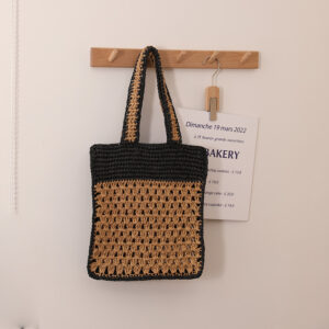 Alternative view of Color Matching Hollow Out Crochet One Shoulder Straw Bag