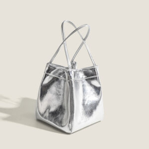 Alternative view of Lunch Box Bag Silver Bright Leather Portable Small Square Bag