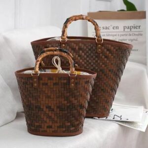 Alternative view of Vintage Hand-woven Acrylic Handle Women's Woven Tote
