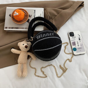 Personality Lamb Hair Basketball Bag Female