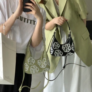 Korean Niche Design Summer Flower Graffiti Pattern Handbag New One-shoulder Underarm Bag Trendy Female Diagonal Bag