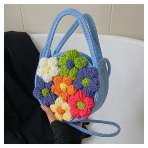 Alternative view of Summer New Cotton String Women's Woven Bag Flower Bag Fresh One-shoulder Portable
