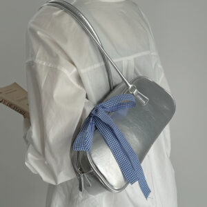 Ballet Style Bow Portable Silver Bag