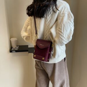 Retro Suede Phone Crossbody Small Square Bag