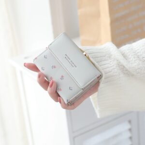 Fashion Women's PU Printed Tri-fold Clip Coin Purse