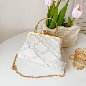 Alternative view of Washed Denim Style Stitching Rhombus Clip Bag Fashion Chain Shoulder Messenger Bag