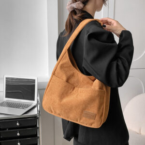 Alternative view of Fashion Trend High Capacity Corduroy Shoulder Bag