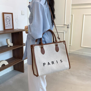 Literary Large-capacity Simple Design Portable Shoulder Tote Bag