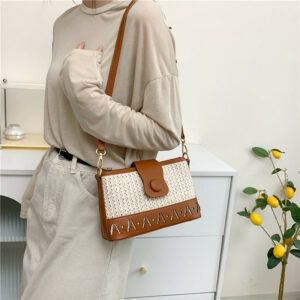 Alternative view of Summer Fashion Woven Female Niche Korean Style Advanced Texture Letters Hollow Shoulder Bag