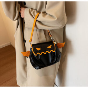 Alternative view of Halloween Little Devil Pumpkin Cute Contrast Color Pleated Cloud Bag