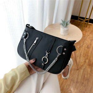 Alternative view of Special-interest Design Underarm All-match Nylon Cloth Chain Portable Baguette Bag
