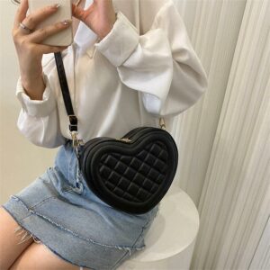 Alternative view of Women's Fashion Solid Color Rhombus Love-shaped Shoulder Crossbody Bag