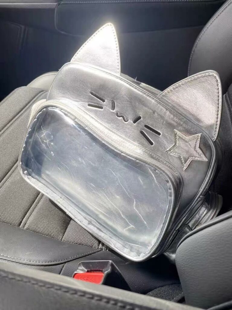 Alternative view of Cute Kitten Fashionable Metallic Silver PU Cartoon Backpack