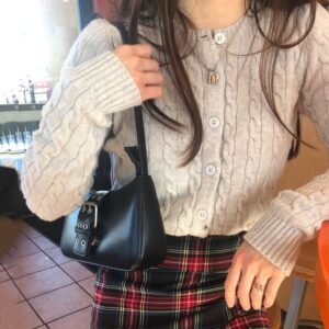 Retro cool leather buckle design shoulder bag