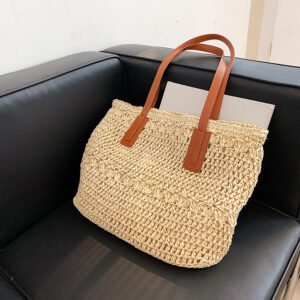 Women's Fashionable All-match Large Capacity Woven Shoulder Bag