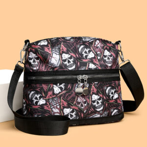 Alternative view of Halloween Skull Print Shoulder Bags Women's Waterproof Large Capacity Zipper Messenger Crossbody Bag